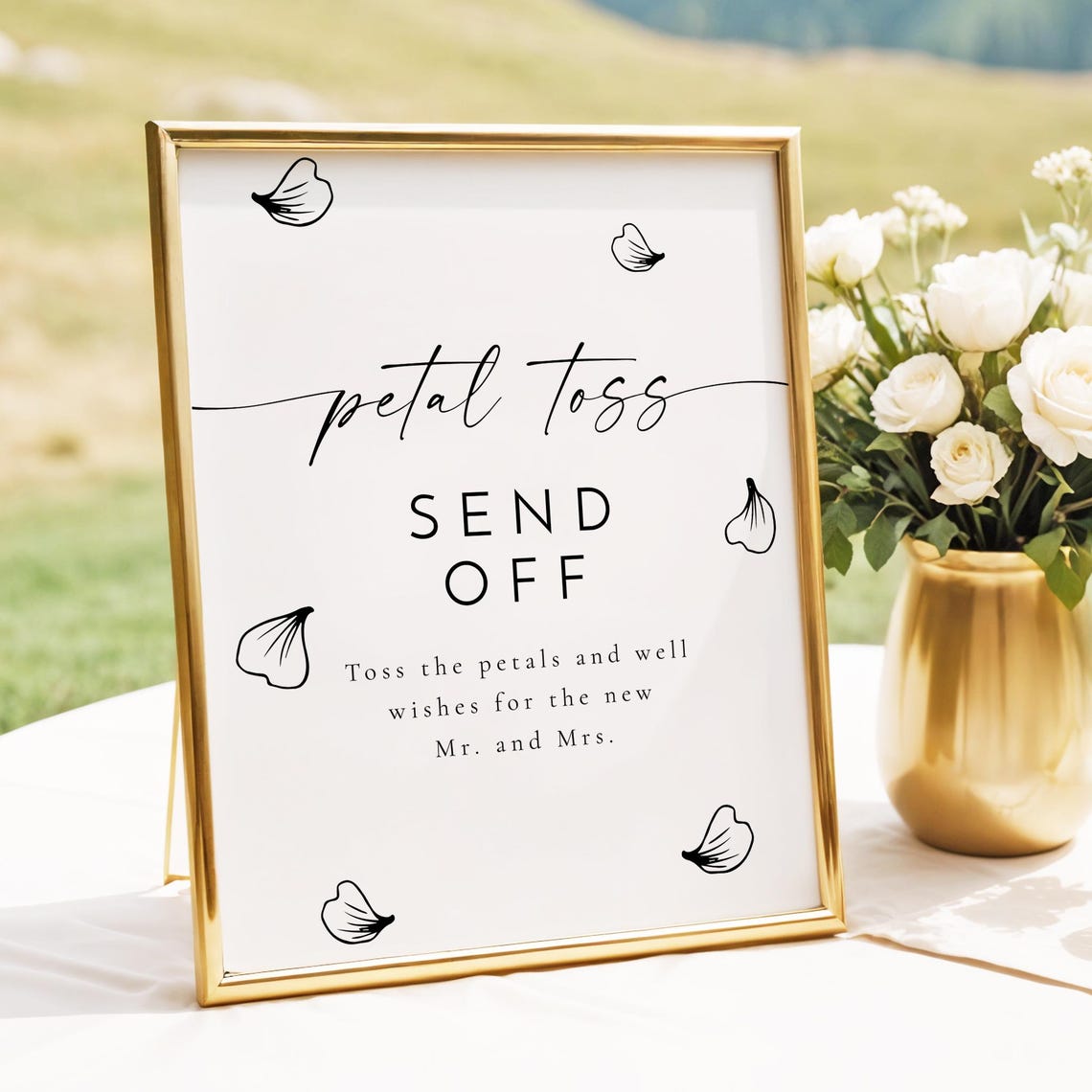 Minimalist Petal Toss Send Off Wedding Sign Printable Poster