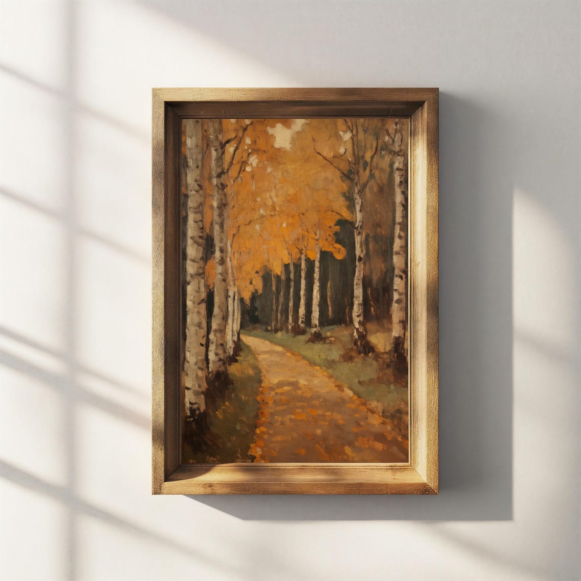Golden Birch Forest Autumn Path Fall Foliage Oil Painting Poster - Image 3