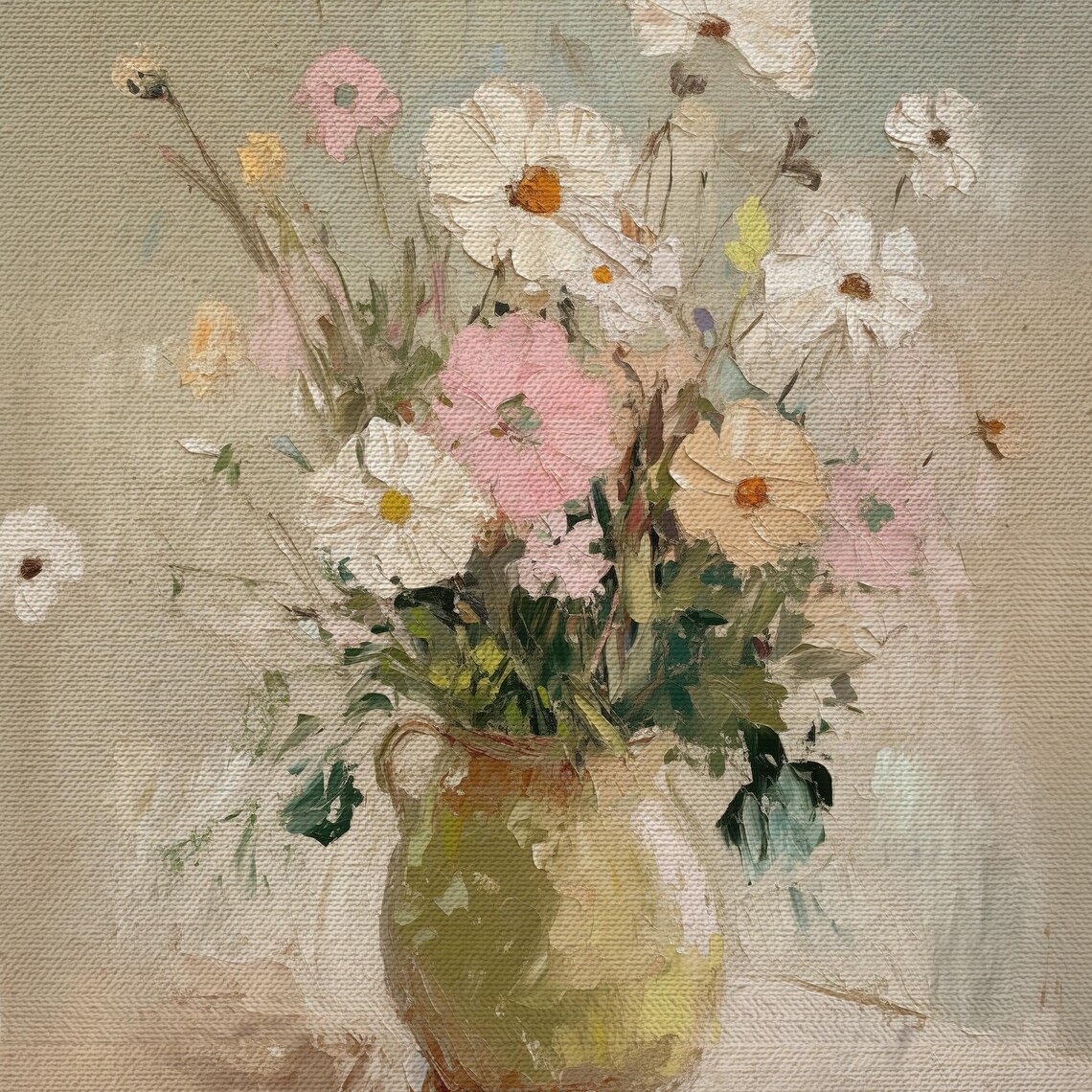 Wildflower Bouquet in Vase Muted Vintage Still Life Floral Poster - Image 4