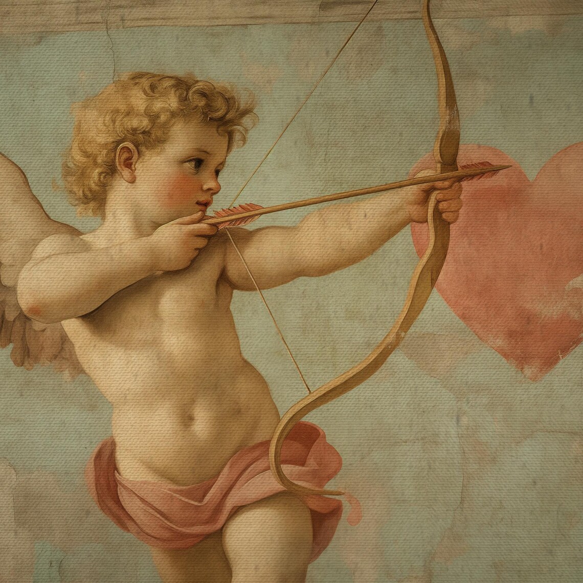 Renaissance Cupid Arrow Heart Painting Vintage Romantic Wall Art - Image 4