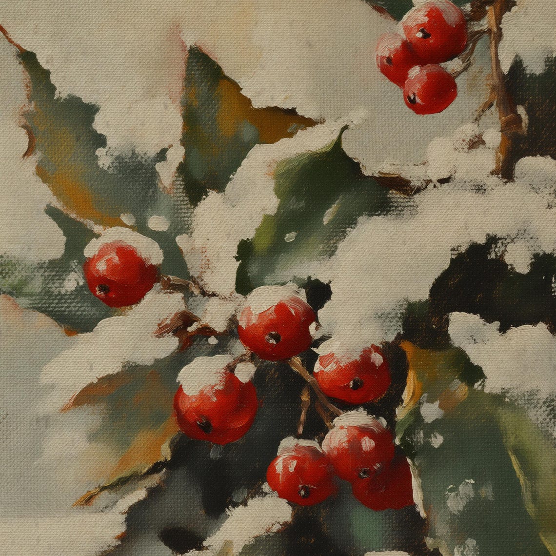Snowy Holly Berries Branch Close Up Frosted Winter Botanical Poster - Image 4