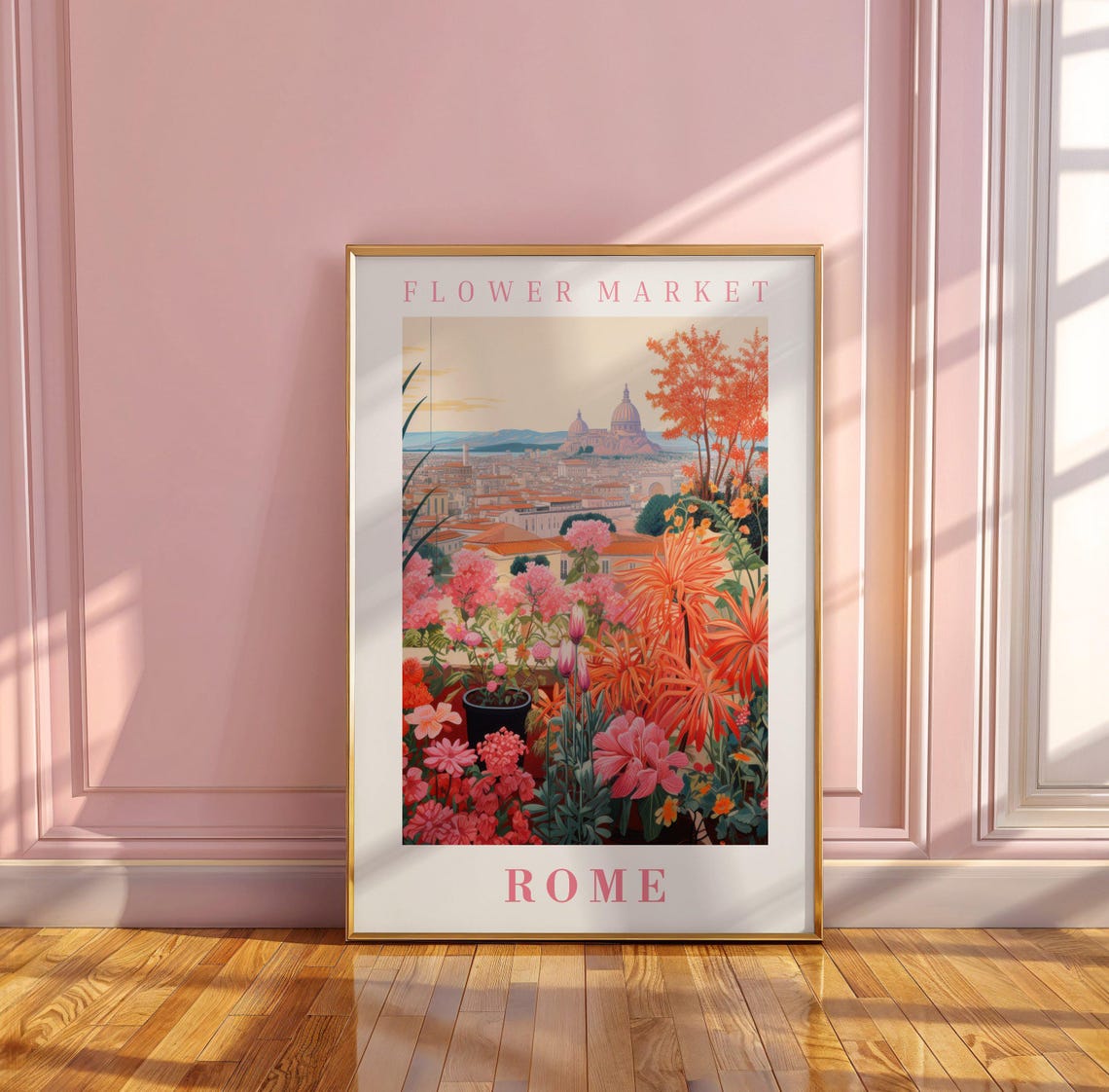 Rome Flower Market Poster with Pink Bloom Garden of St Peter - Image 3