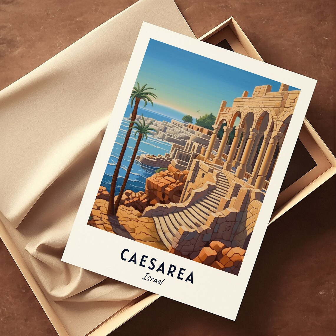 Roman Theater Ruins By The Sea Caesarea Israel Travel Poster - Image 3