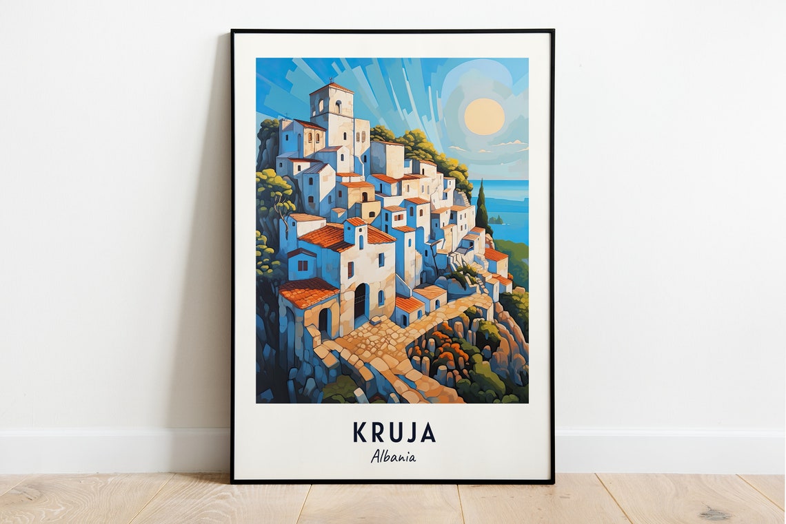 Kruja Albania White Hilltop Old Town With Red Tile Roofs Poster