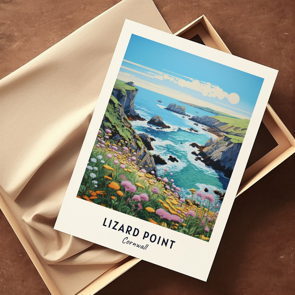 Lizard Point Cornwall Cliffs Wildflower Coastline Travel Poster - Image 3