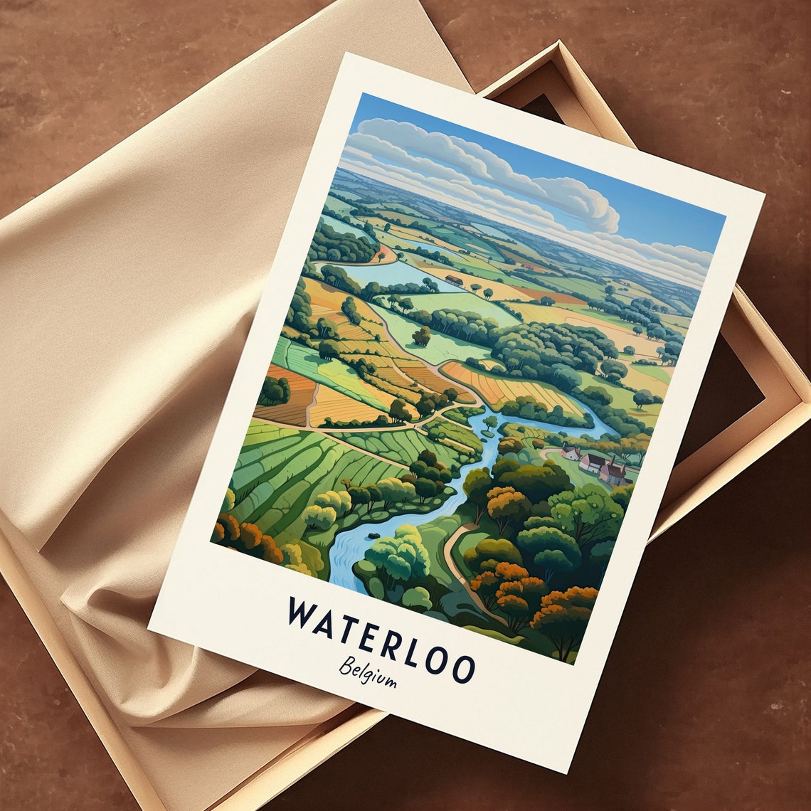Waterloo Belgium Rolling Countryside River Valley Fields Poster - Image 3