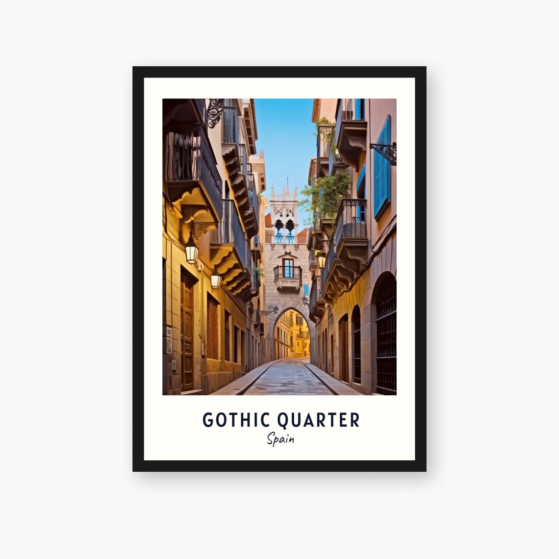 Barcelona Gothic Quarter Spain Old Street Arch Travel Poster - Image 3