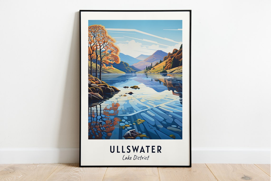 Ullswater Lake District Autumn Trees Mirror Lake Scene Poster