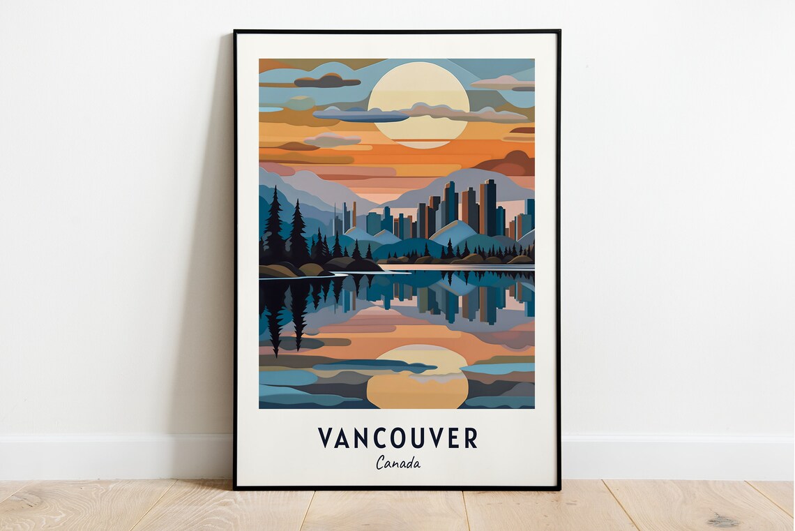 Vancouver Canada Travel Poster, City Wall Art