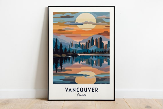 Vancouver Canada Travel Poster, City Wall Art