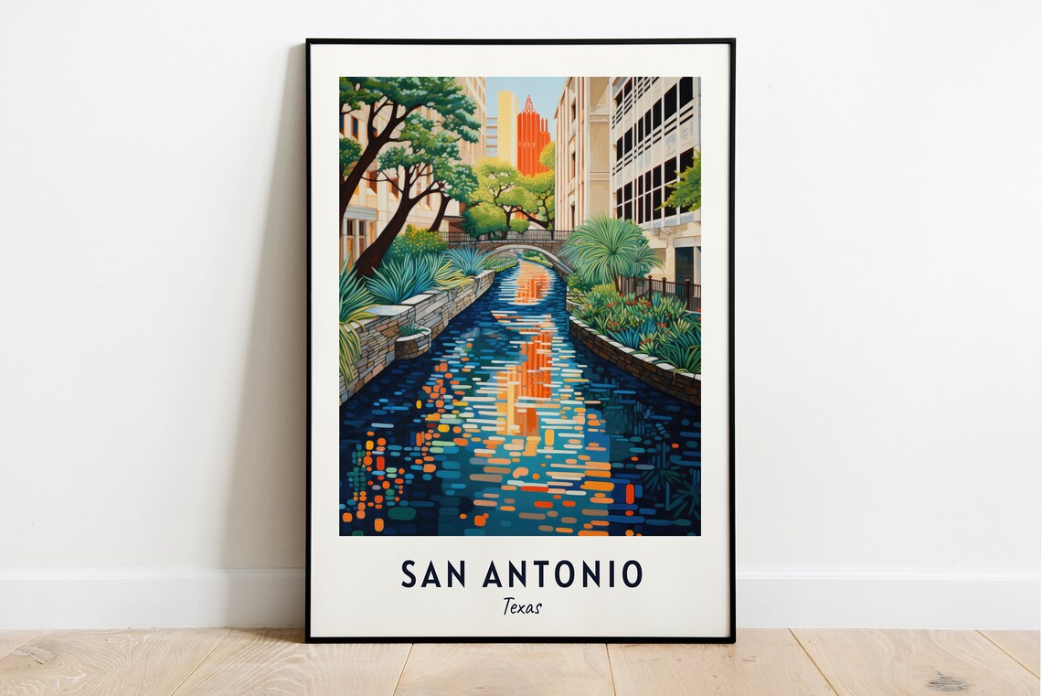 San Antonio River Walk Travel Poster, Texas City