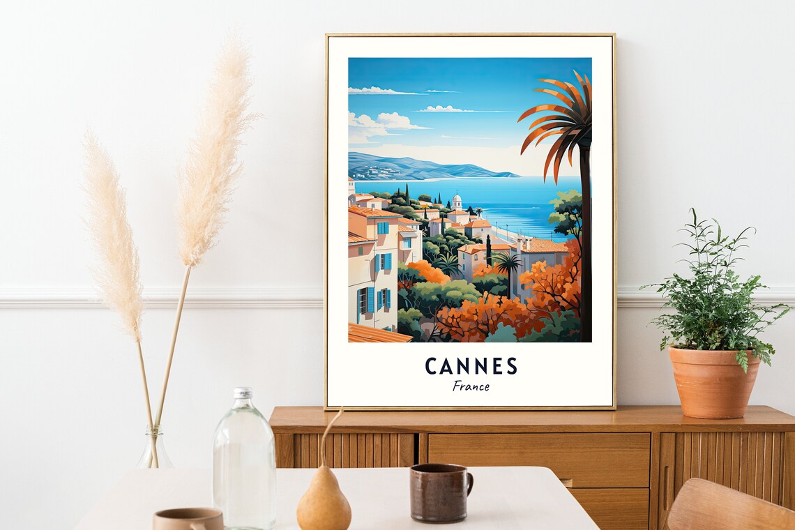 Cannes France Hillside Town Above The Blue Mediterranean Sea Poster - Image 2
