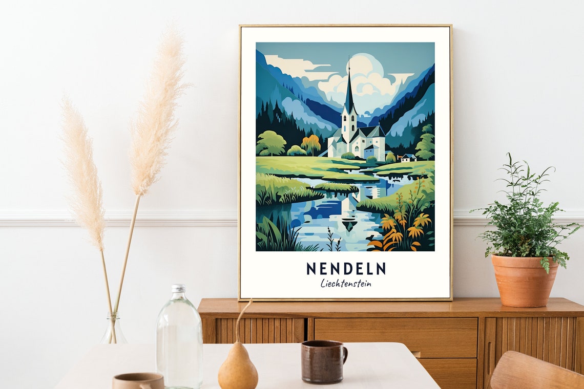 Nendeln Church Travel Print Wall Art Nendeln Liechtenstein City Print Nendeln Church Travel Gift Nendeln Church Poster Travel Gift - Image 2