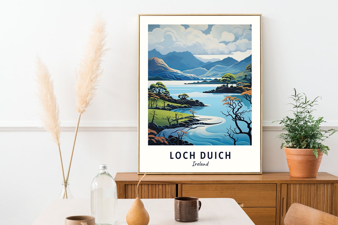 Loch Duich Ireland Mountain Lake Misty Clouds Coastline Poster - Image 2