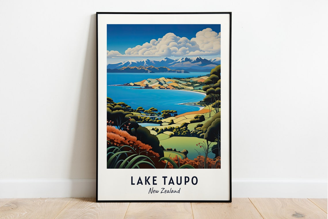 Lake Taupo New Zealand Travel Print Wall Art Lake Taupo New Zealand City Print Lake Taupo New Zealand Travel Gift Lake Taupo