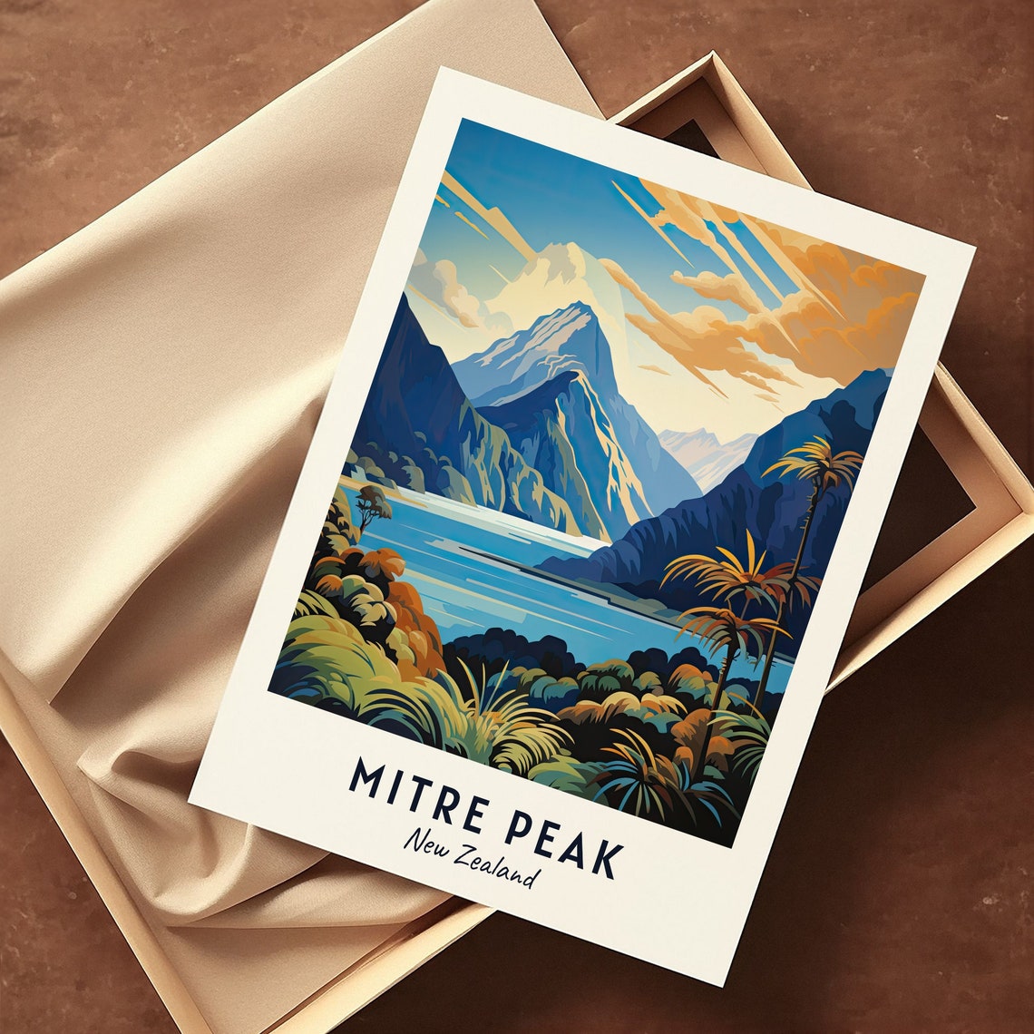 Mitre Peak New Zealand Fjord Mountains And Tropical Forest Poster - Image 3