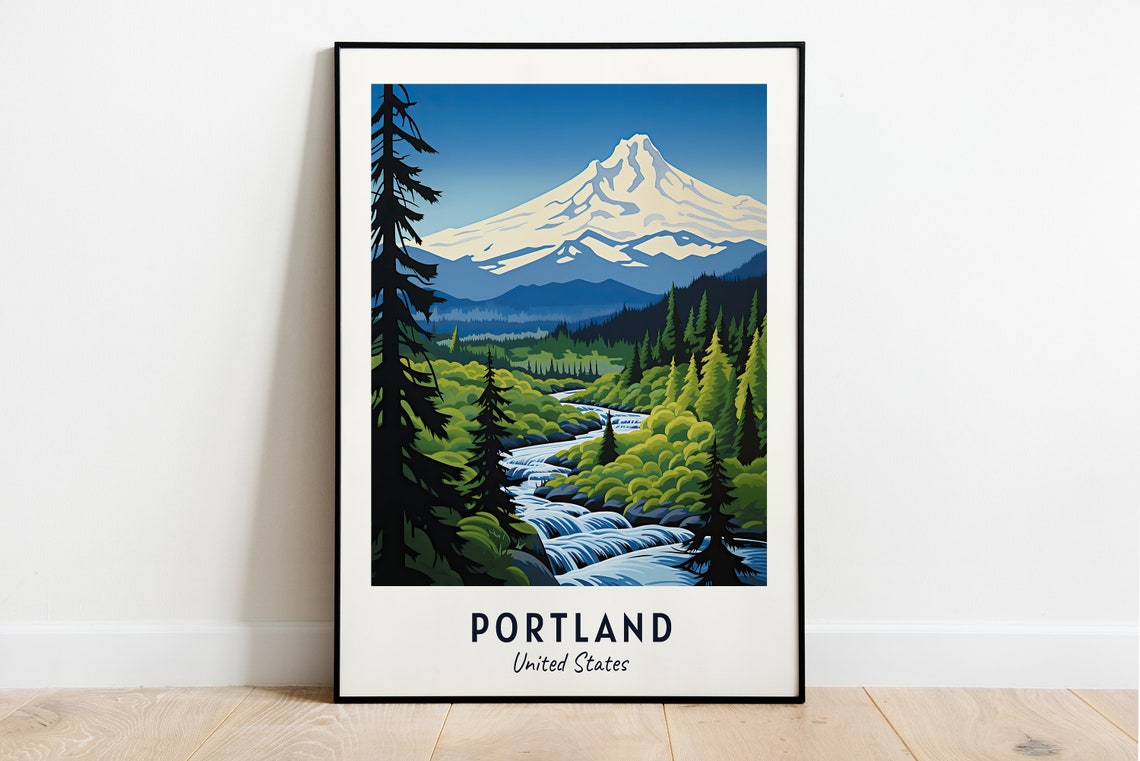 Portland Travel Print Wall Art Portland United States City Print Portland Travel Gift Portland City Poster Wall Art