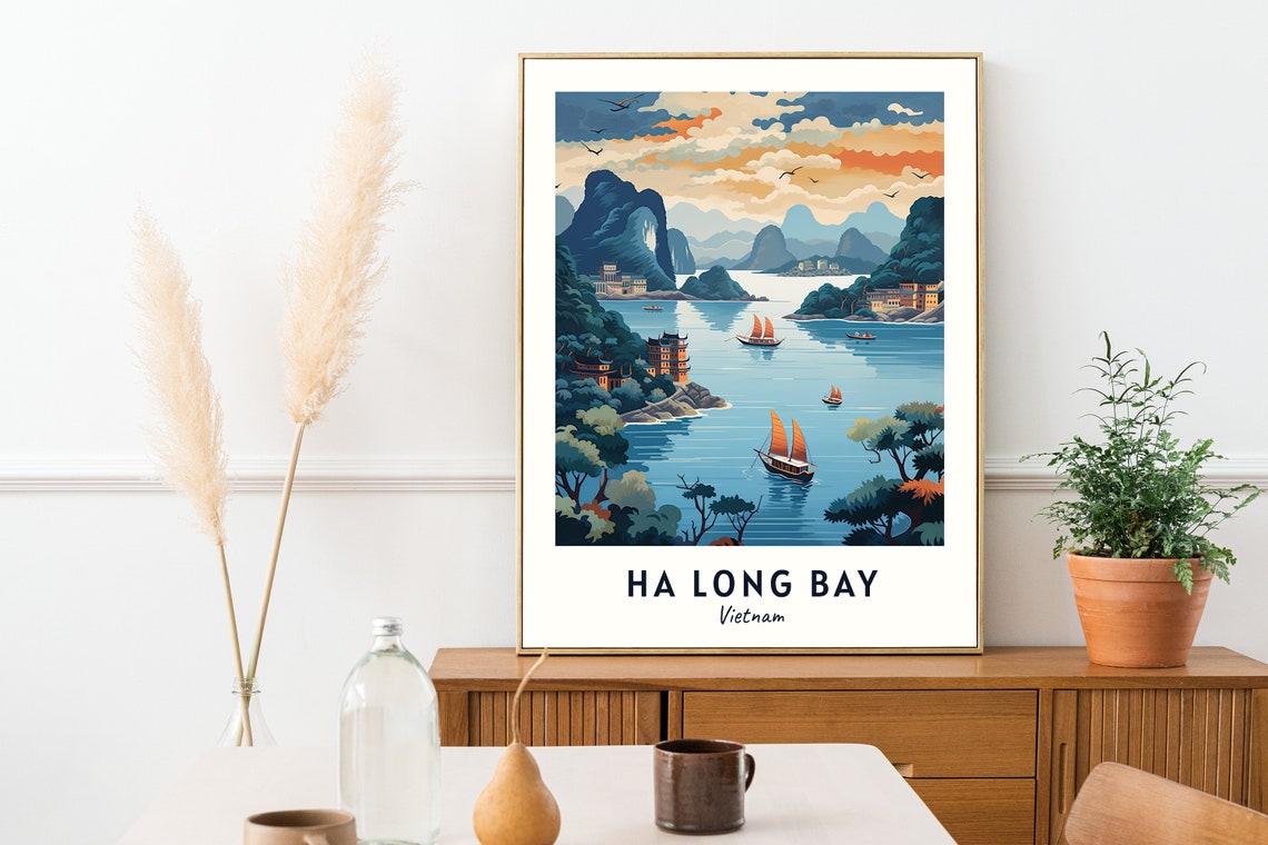 Ha Long Bay Vietnam Limestone Karsts Sailing Junks Travel Poster - Image 2