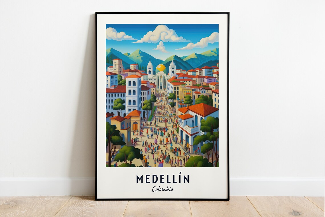 Medellin Travel Poster, Colombia City Print