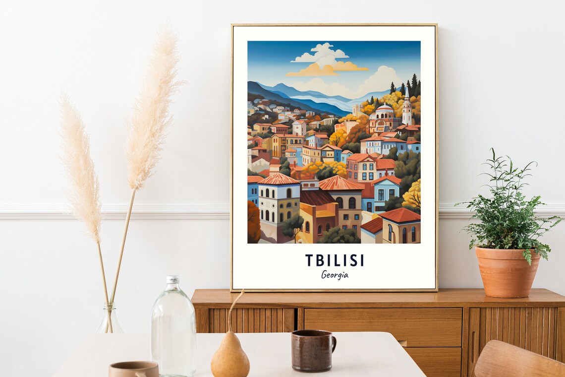 Tbilisi Georgia Old Town Hillside Autumn Colors City Travel Poster - Image 2