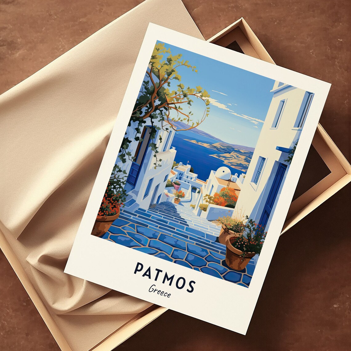 Patmos Greece Travel Poster, Greece City View - Image 3