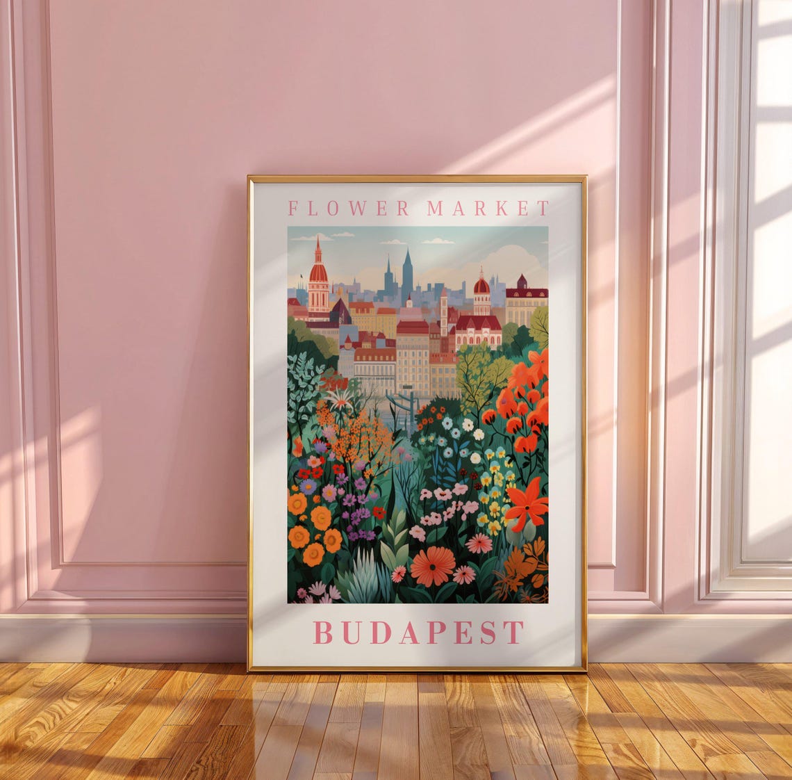 Budapest Flower Market Poster with Danube Skyline Flower Garden Art - Image 3