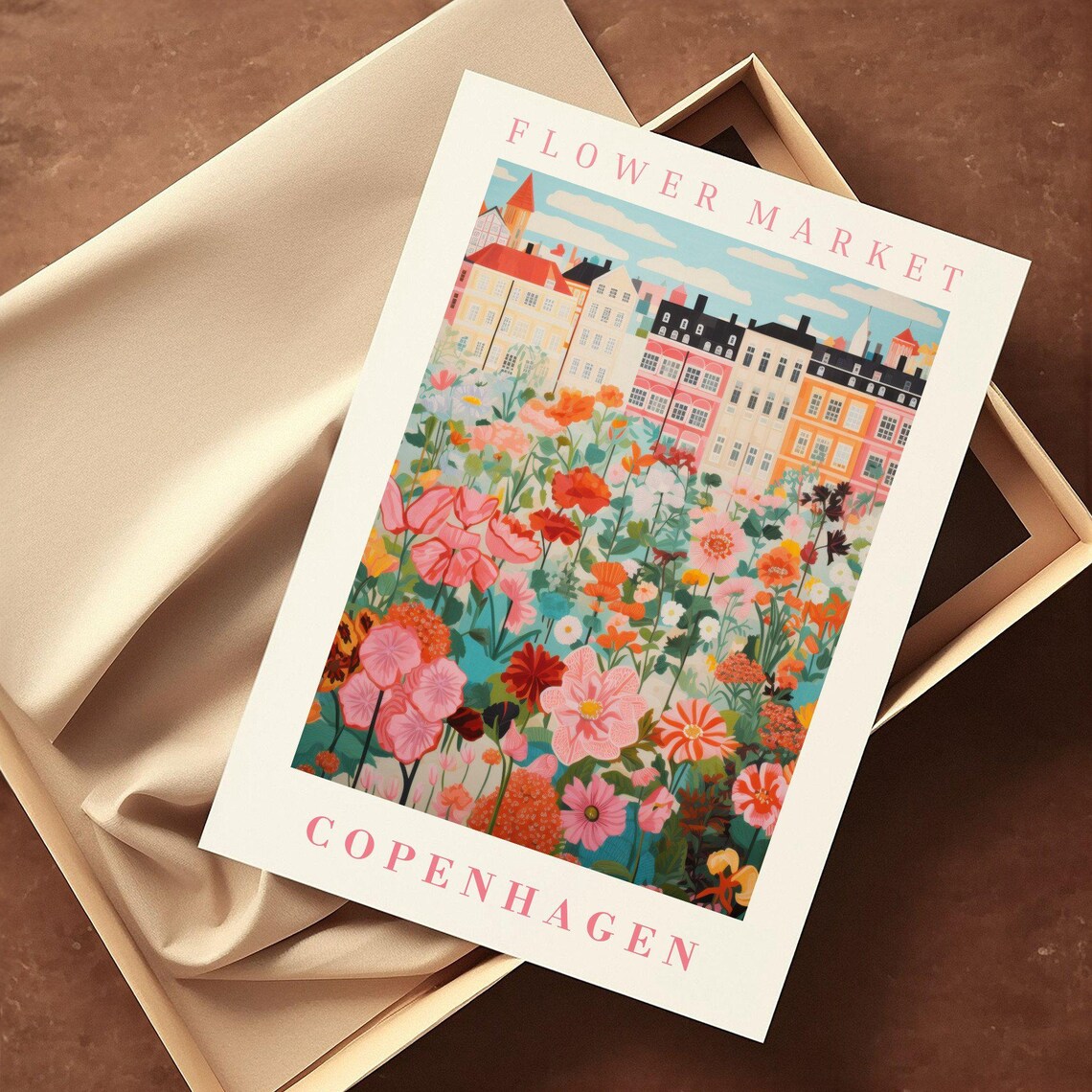 Copenhagen Flower Market Travel Poster, Floral Illustration - Image 2