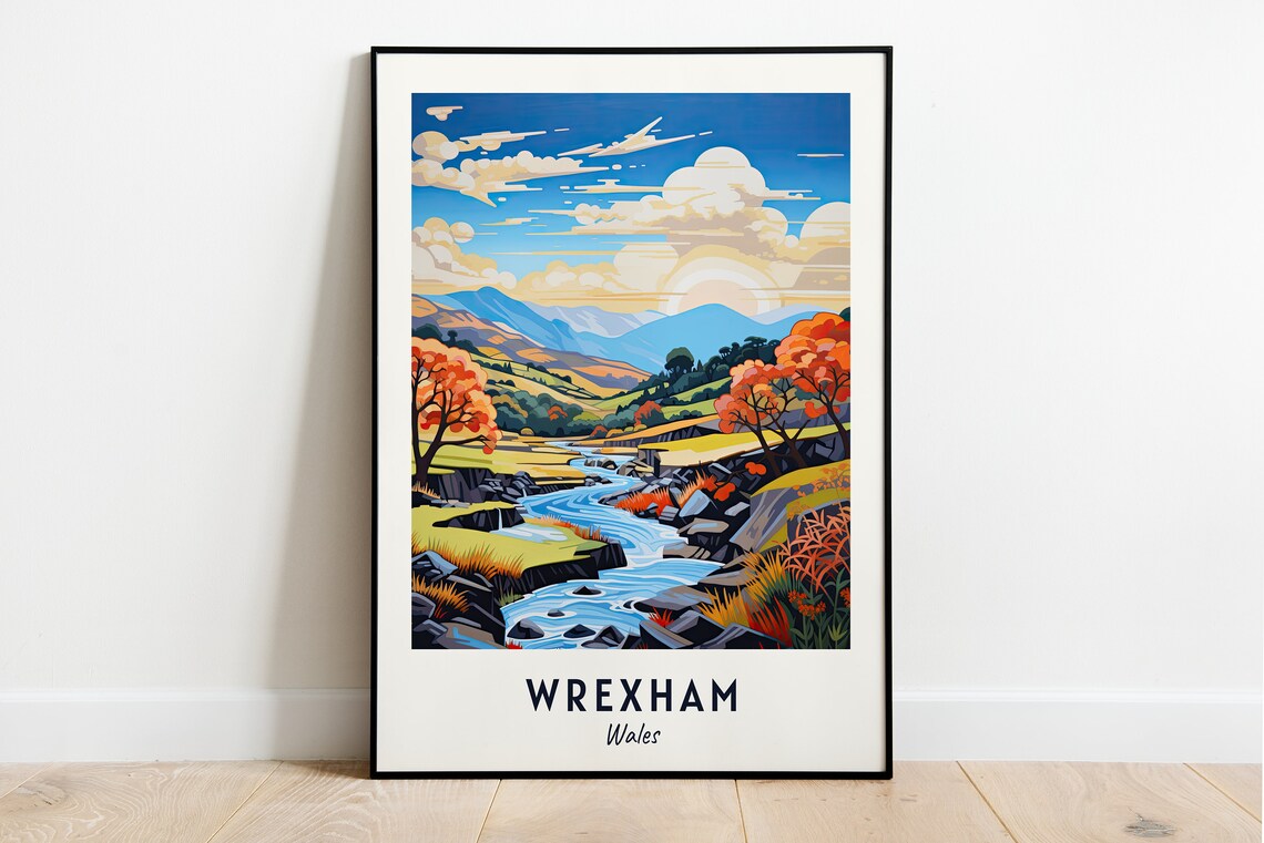 Wrexham Wales Travel Poster, City Wall Art