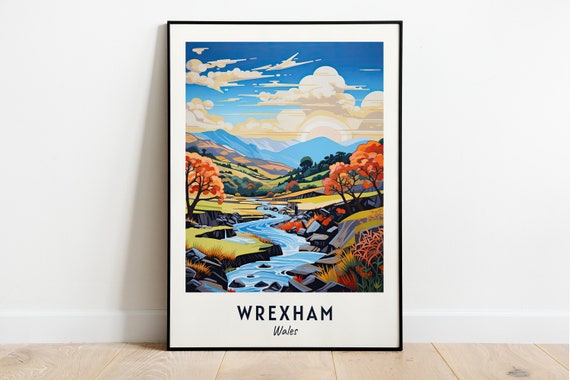 Wrexham Wales Travel Poster, City Wall Art