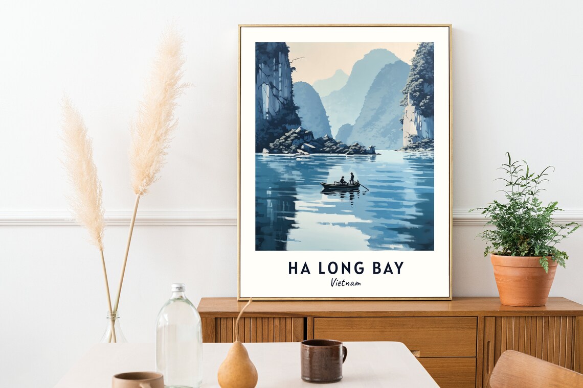 Ha Long Bay Limestone Karsts Small Boat Vietnam Travel Poster - Image 2