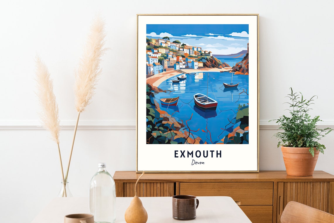 Exmouth Devon Harbour Boats Seaside Town Waterfront Travel Poster - Image 2