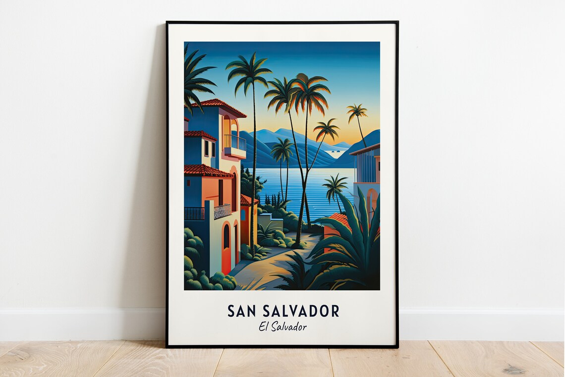 San Salvador Travel Poster, El Salvador City Print