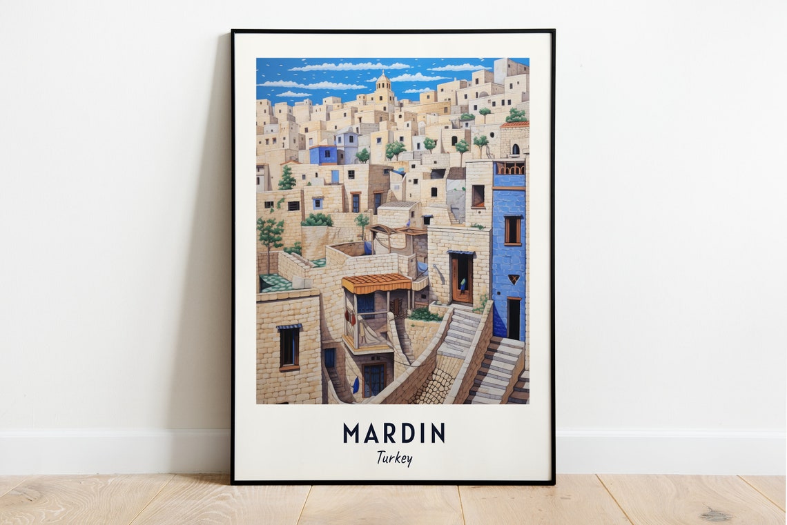 Mardin Turkey Stone Old Town Hillside Travel Poster Keepsake Art