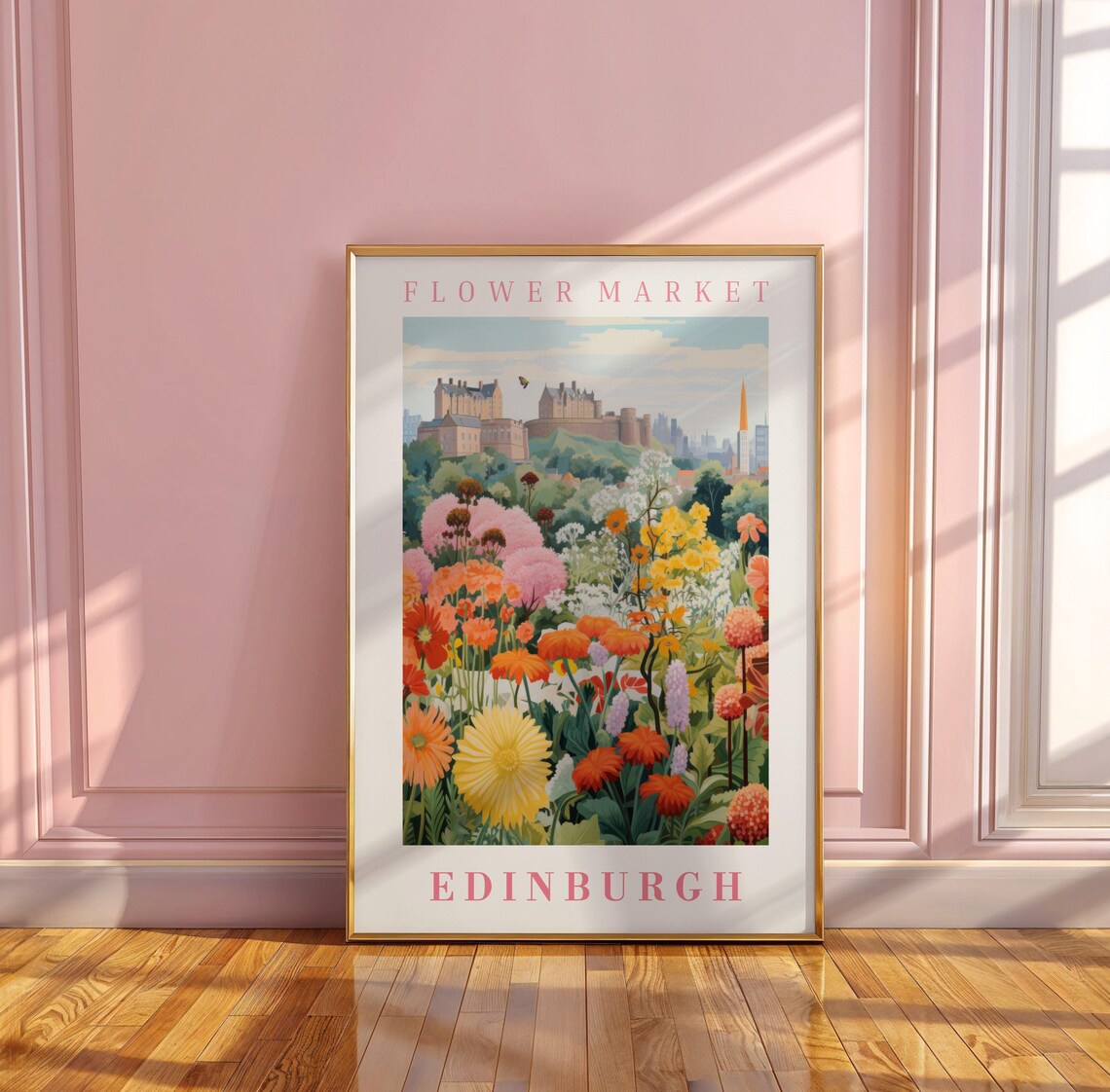 Edinburgh Scotland Flower Market Castle Hill Garden Travel Poster - Image 3