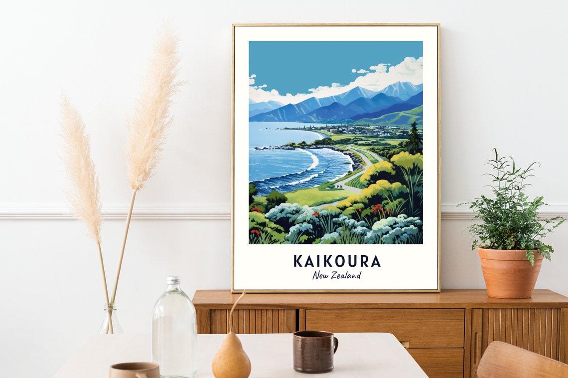 Kaikoura Peninsula Travel Print Wall Art Kaikoura New Zealand City Print Kaikoura Peninsula Travel Gift Kaikoura Peninsula Poster - Image 2