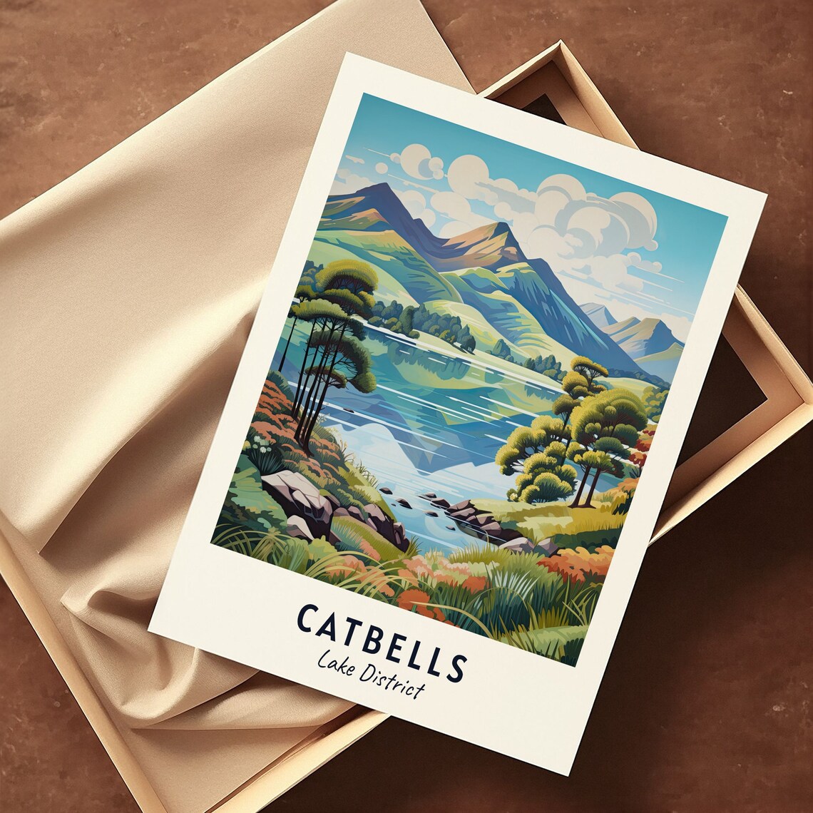 Catbells Lake District Travel Poster, Place Print - Image 3
