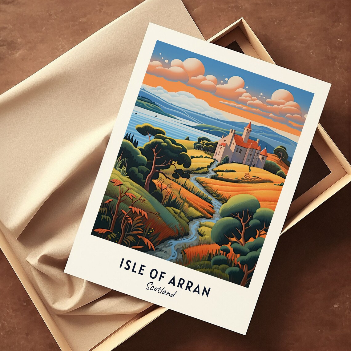 Brodick Castle on the Isle of Arran in Scotland Sunset Poster - Image 3