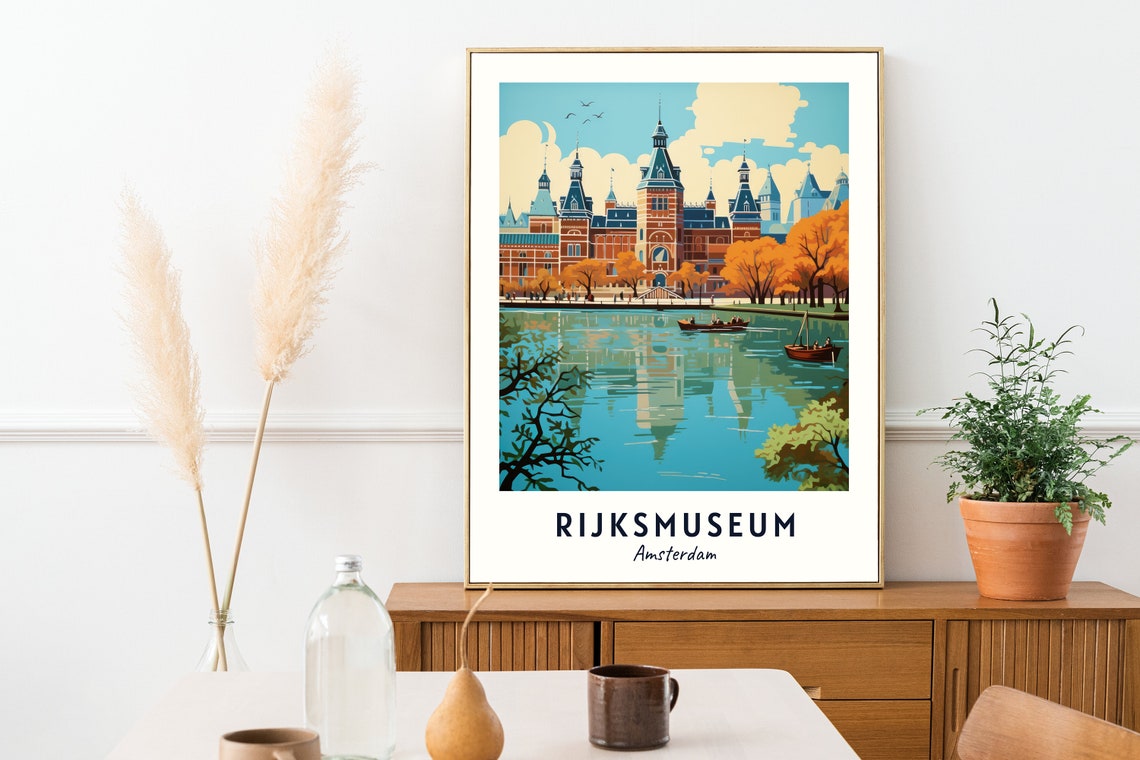 Rijksmuseum Amsterdam Museum Canal Water Reflection Art Poster - Image 2