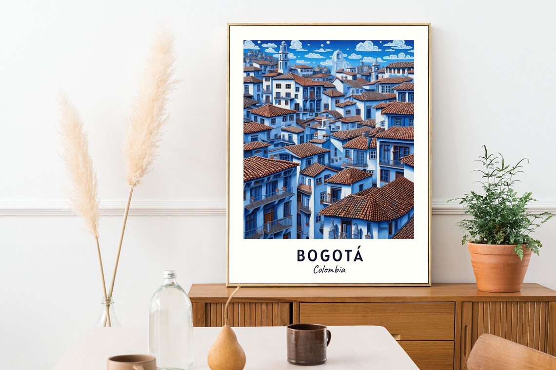 Bogota Colombia Historic Old Town Blue Roofs And Churches Travel Poster - Image 2