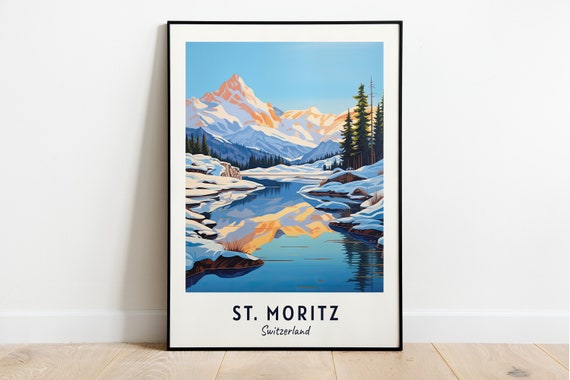 St Moritz Travel Print St Moritz Switzerland Travel Gift Printable City Poster Wedding Gift Birthday Present