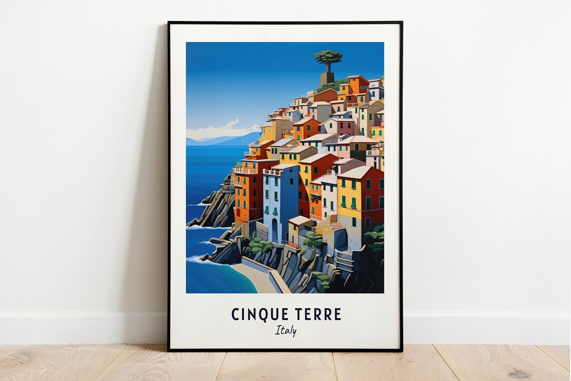 Cinque Terre Travel Poster, Italy City Print