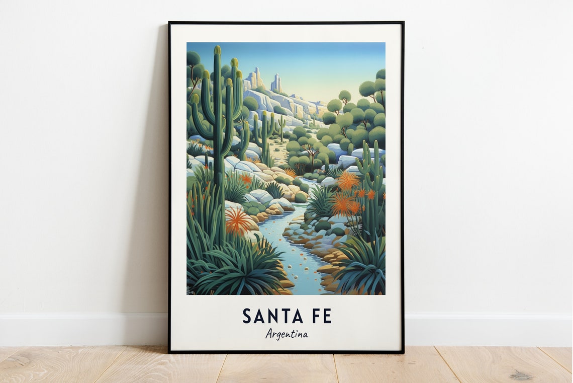 Santa Fe Desert Canyon Cactus Valley in Argentina Travel Poster