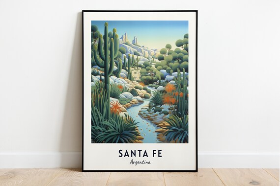 Santa Fe Desert Canyon Cactus Valley in Argentina Travel Poster
