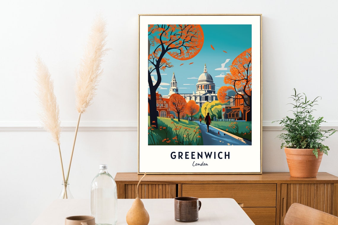 Greenwich London Travel Print Wall Art Greenwich London City Print Greenwich London Travel Gift Greenwich London Poster Travel Gift - Image 2