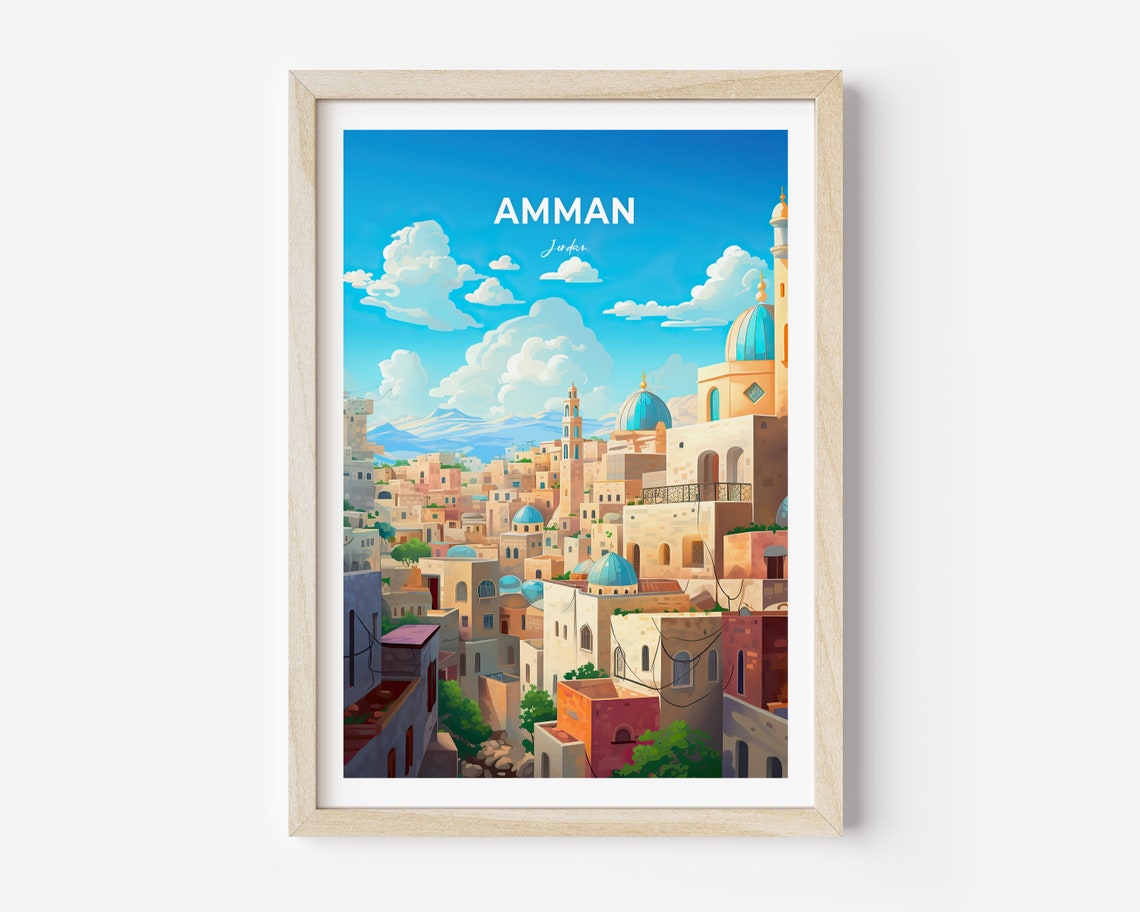 Amman Jordan Blue Domed Rooftops Old City Skyline View Poster