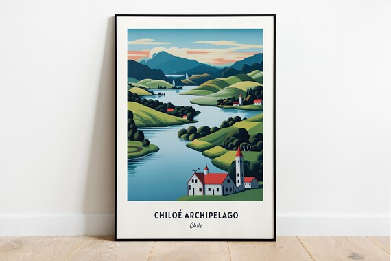Wooden Church and River Valley of the Chiloe Archipelago Chile Poster