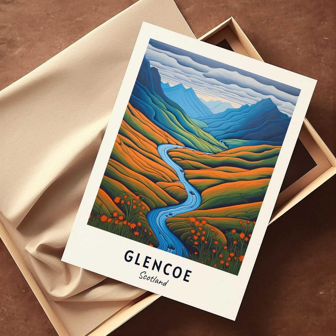 Glencoe Scotland Valley River Autumn Landscape Travel Poster - Image 3