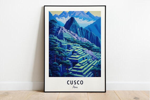 Machu Picchu Terraces Mountain Peaks Cusco Peru Travel Poster