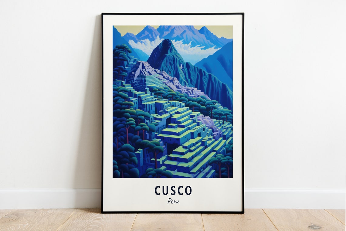 Machu Picchu Terraces Mountain Peaks Cusco Peru Travel Poster