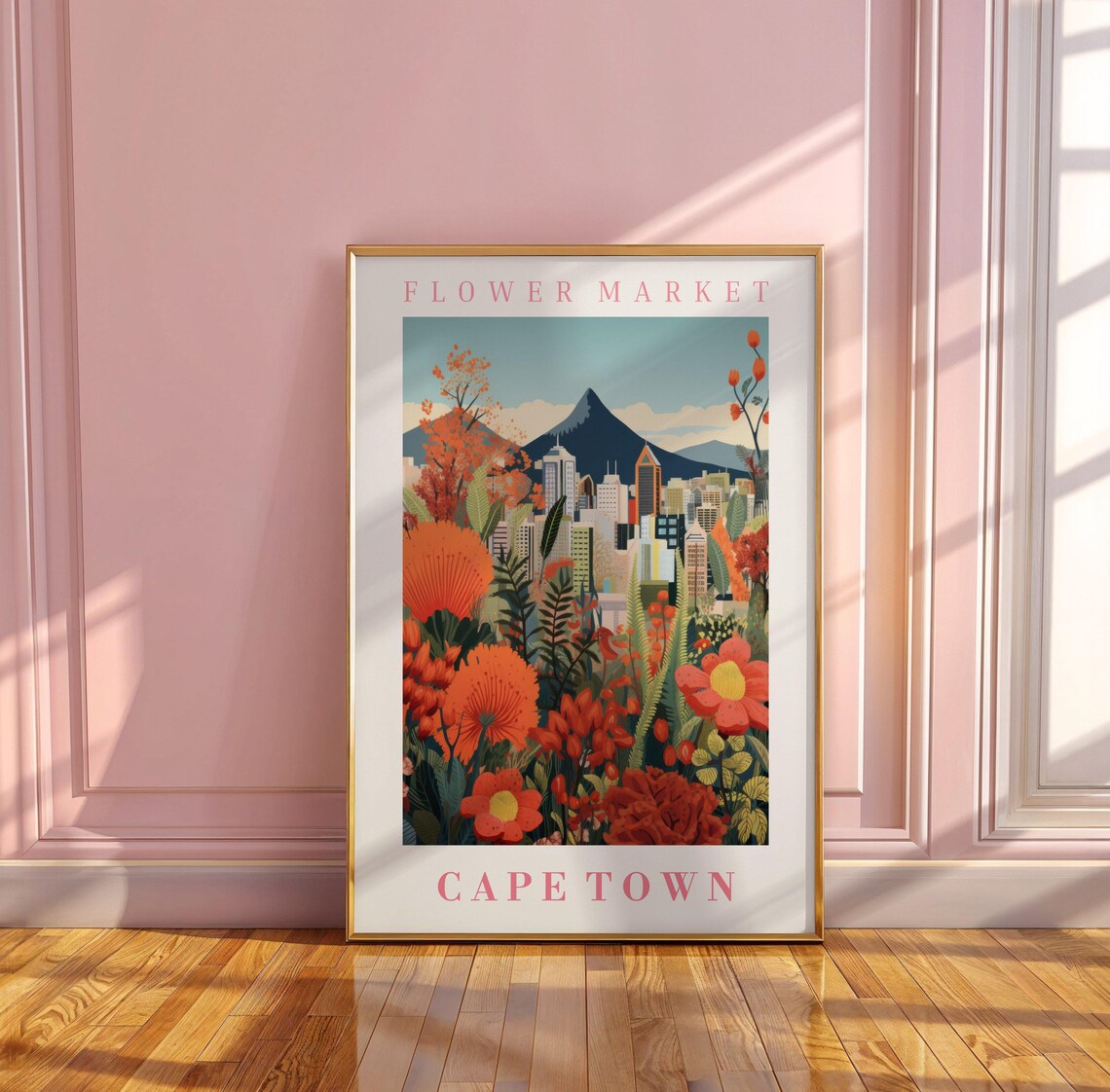 Cape Town Flower Market Poster Wall Decor South Africa Floral Illustration Botanical Gallery Wall Art Gift For Friend Travel Poster - Image 3